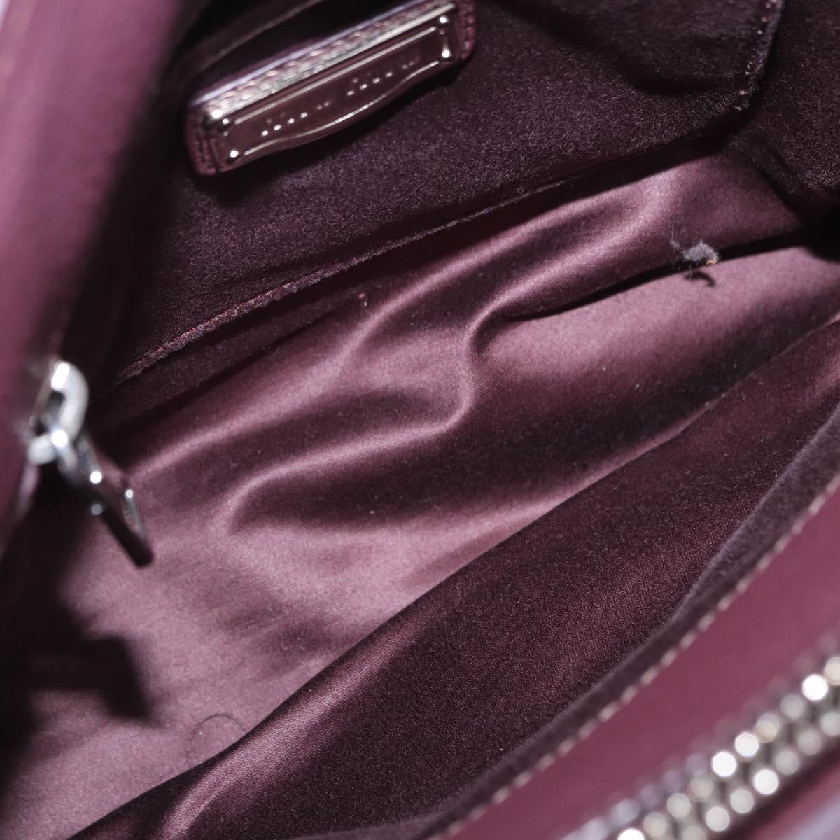 Miu Miu Hand Bag Leather 2way Bordeaux Silver Auth 195983A