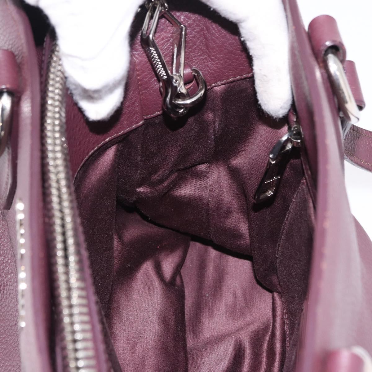 Miu Miu Hand Bag Leather 2way Bordeaux Silver Auth 195983A