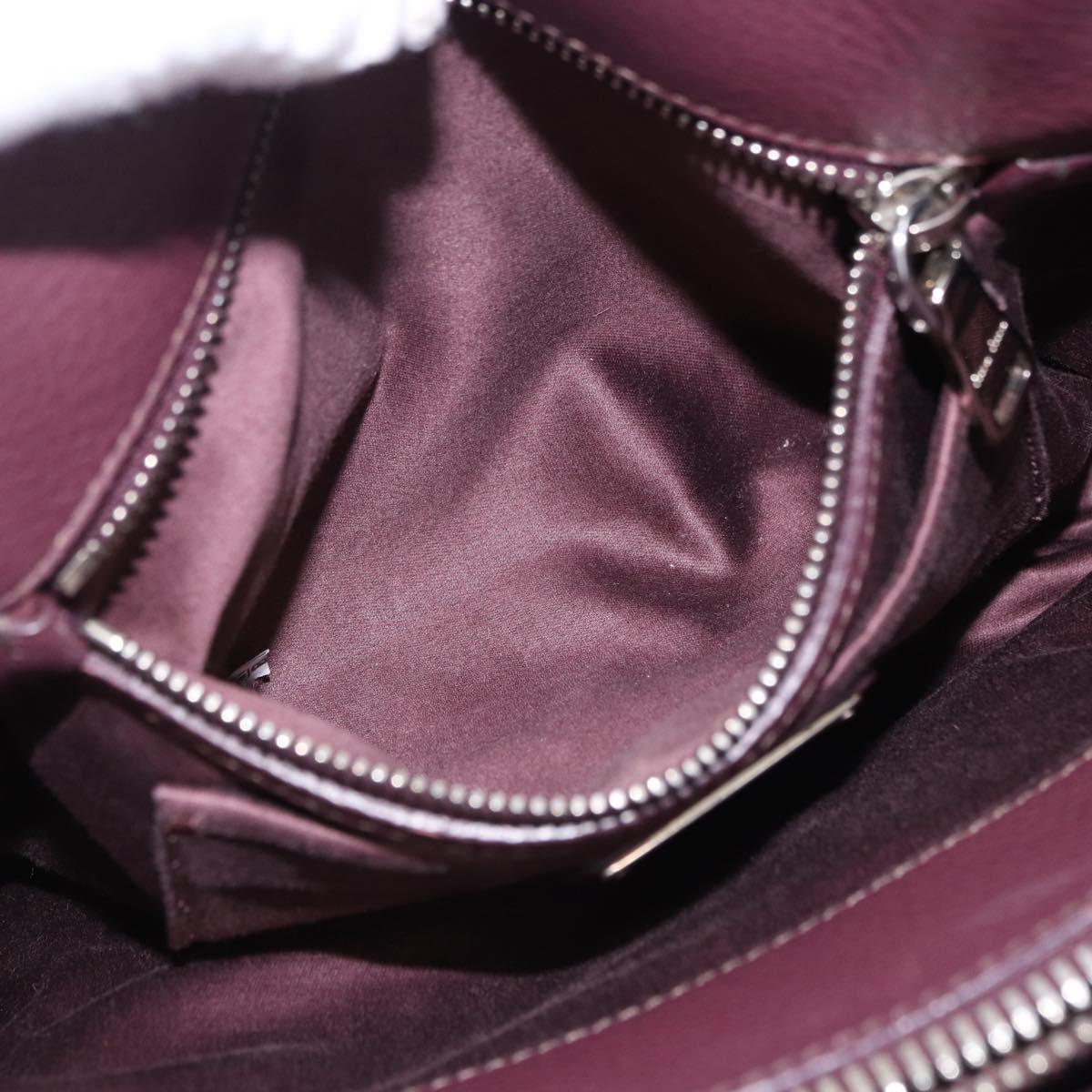 Miu Miu Hand Bag Leather 2way Bordeaux Silver Auth 195983A