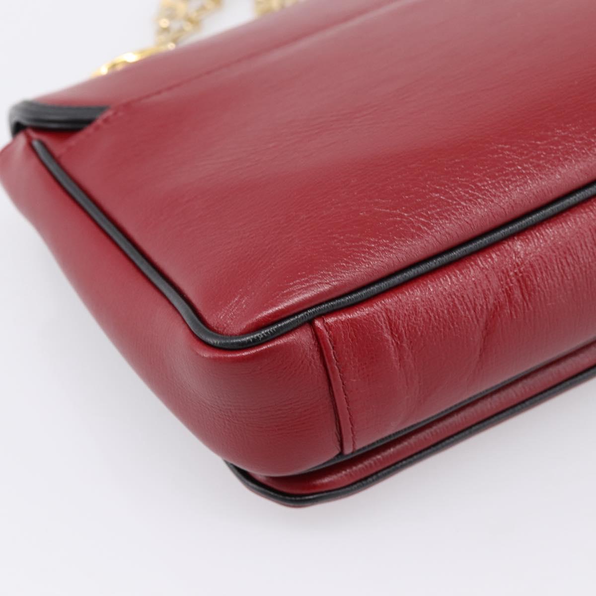 GUCCI Chain Shoulder Bag Leather Red Gold 576421 Auth 195984M