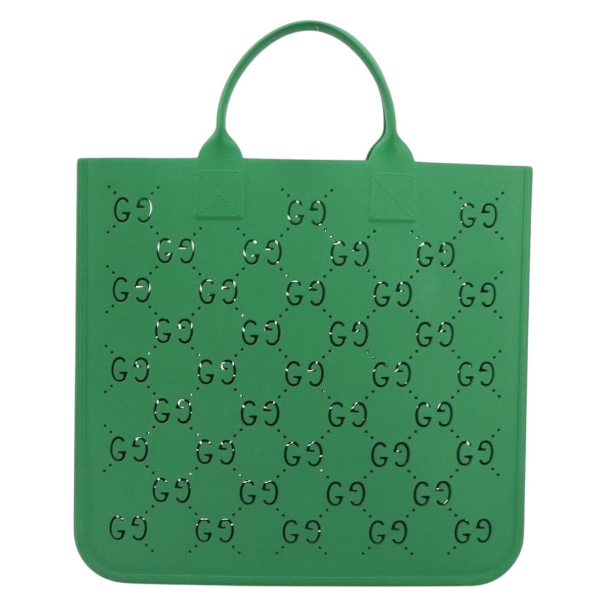 GUCCI GG Canvas Children's Tote Bag Rubber Green 679365 Auth 195985M