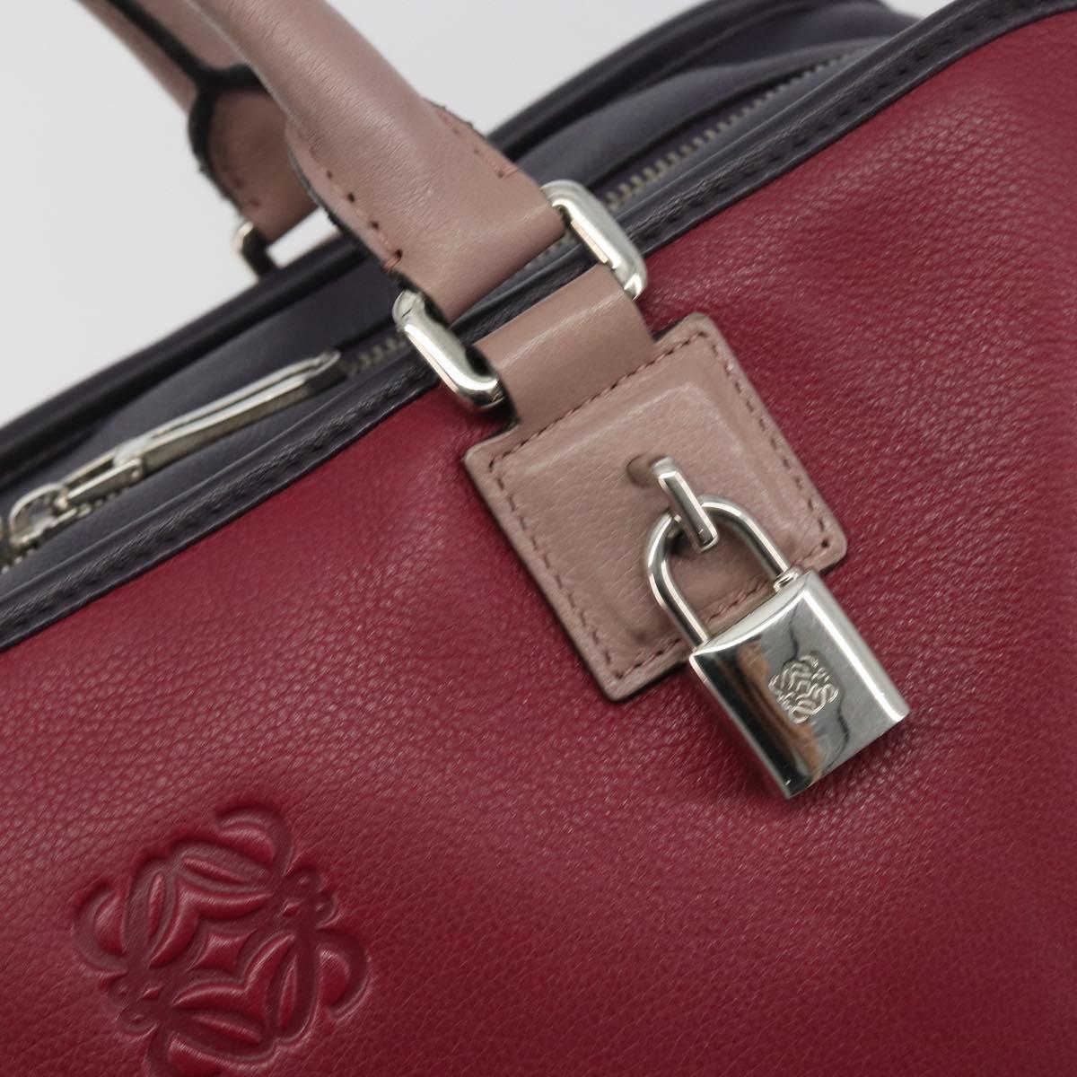 LOEWE Amazona 36 Hand Bag Leather Purple Silver Auth 195986A