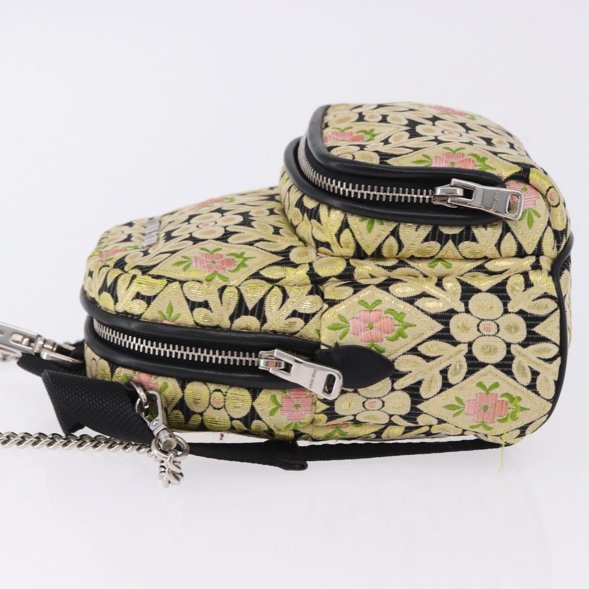 Miu Miu Shoulder Bag Satin Yellow Silver Auth 195988M
