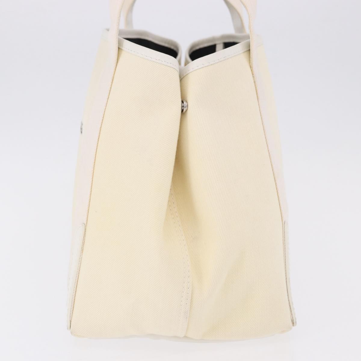 BALENCIAGA Navy Cabas Hand Bag Canvas Ivory Silver 339933 Auth 195989A