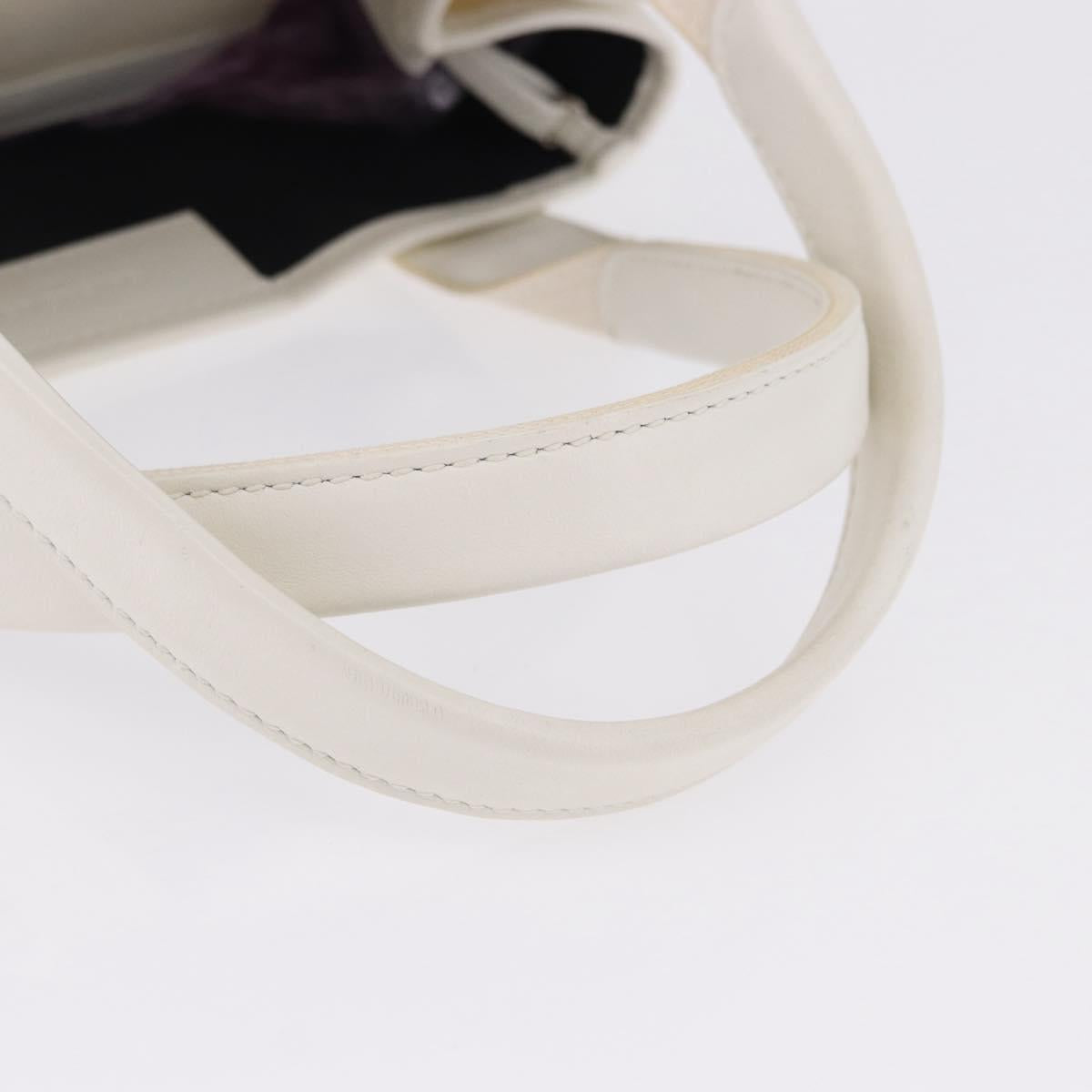 BALENCIAGA Navy Cabas Hand Bag Canvas Ivory Silver 339933 Auth 195989A