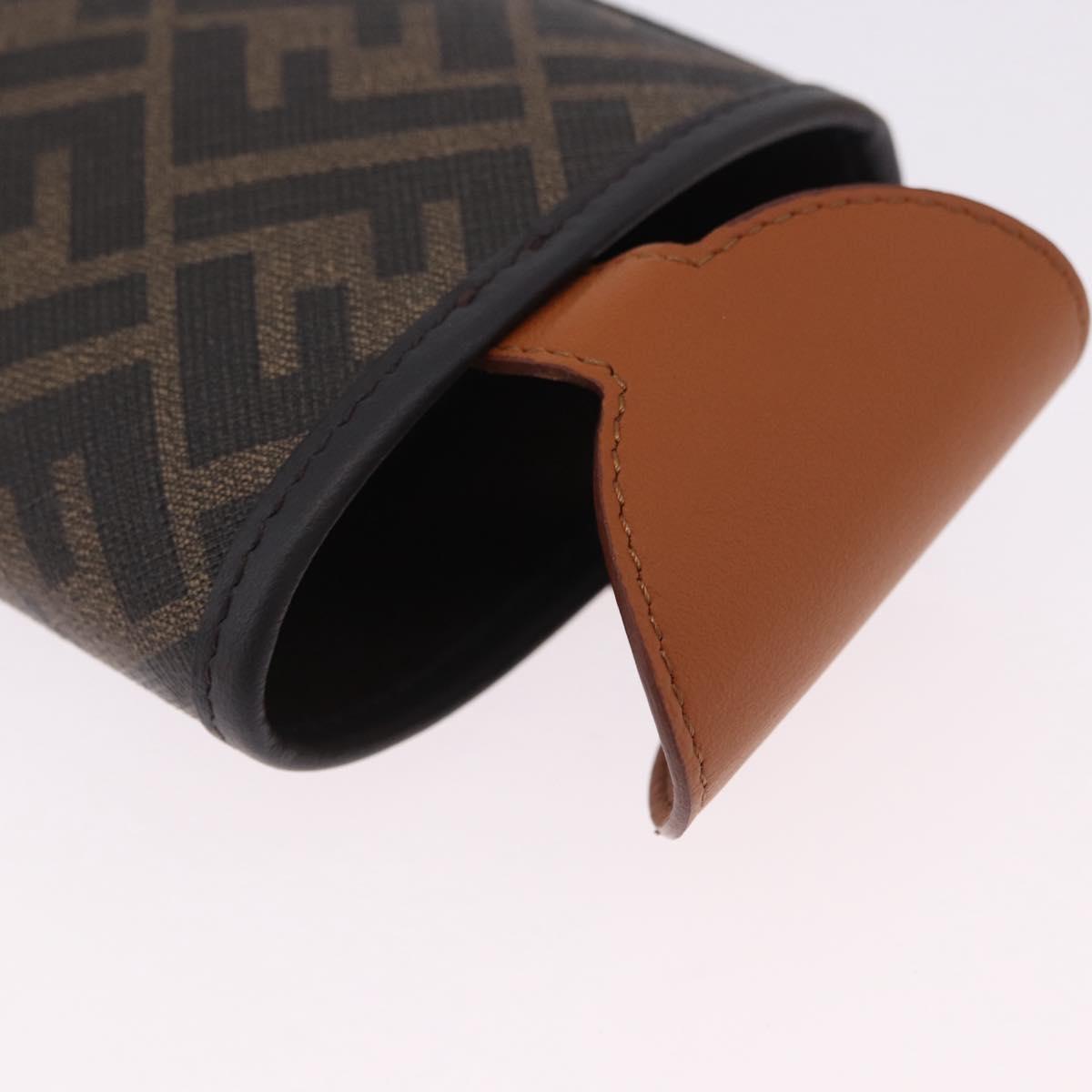 FENDI Zucca Canvas Drink Holder PVC Black Brown Auth 195995M