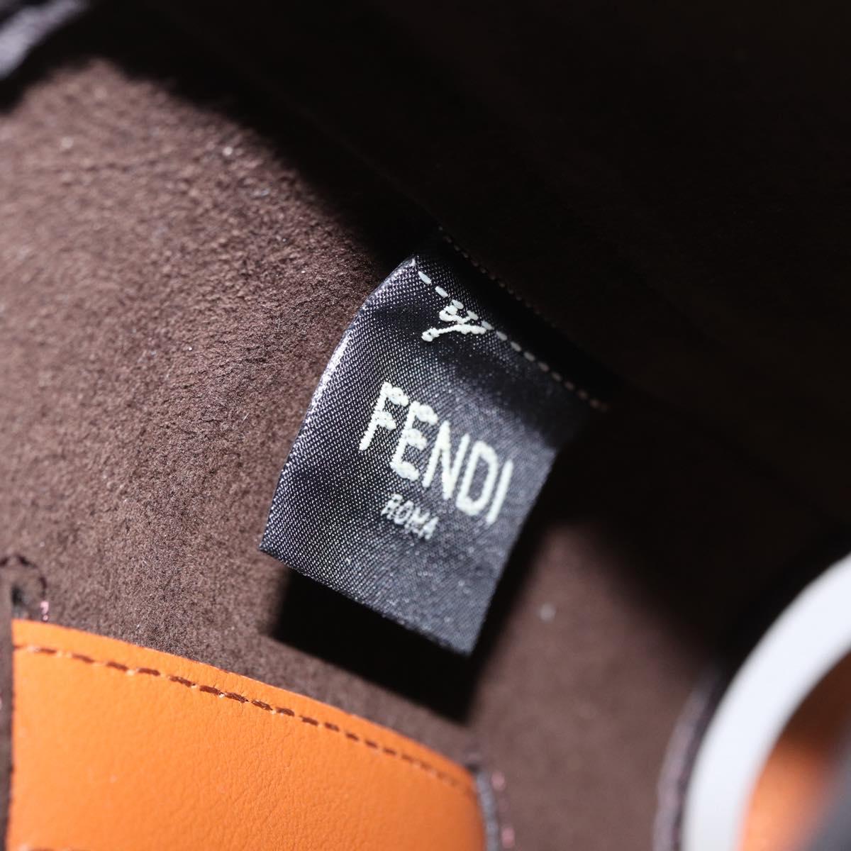 FENDI Zucca Canvas Drink Holder PVC Black Brown Auth 195995M
