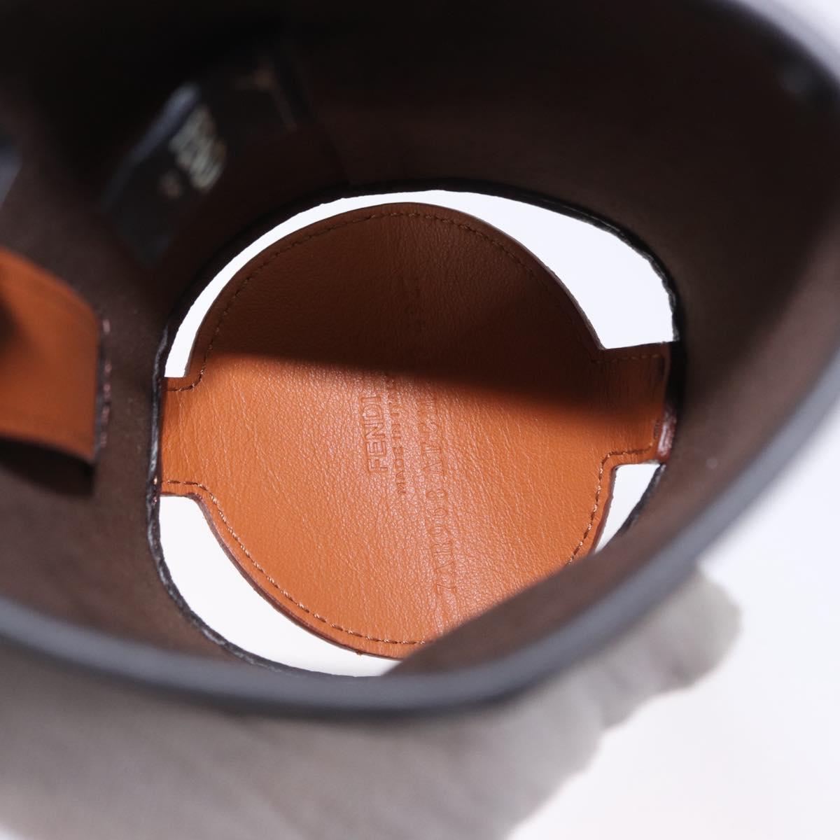 FENDI Zucca Canvas Drink Holder PVC Black Brown Auth 195995M
