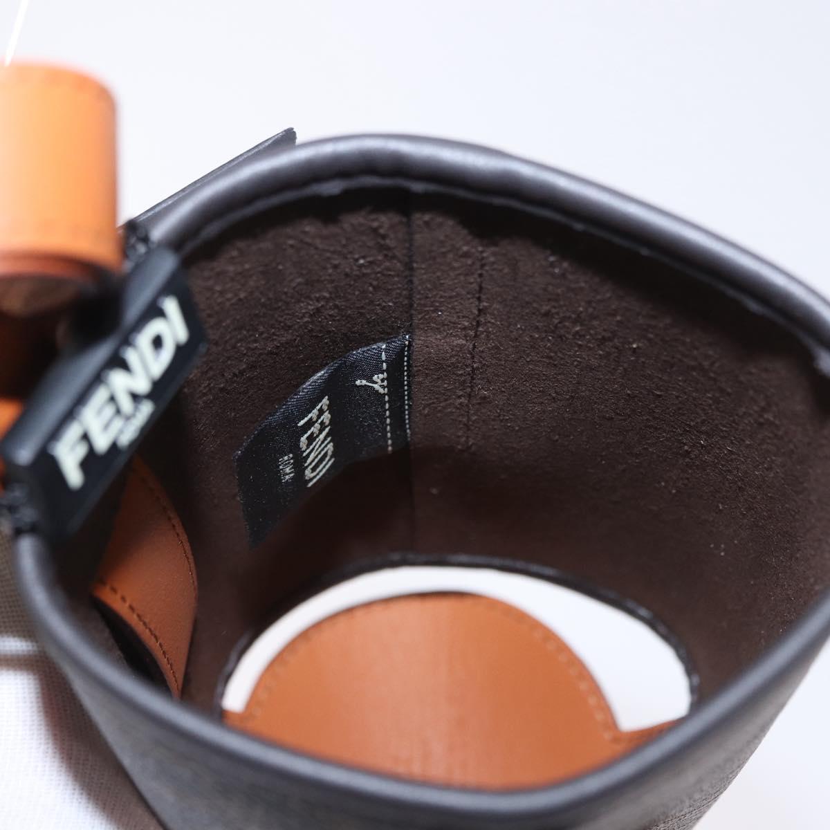 FENDI Zucca Canvas Drink Holder PVC Black Brown Auth 195995M