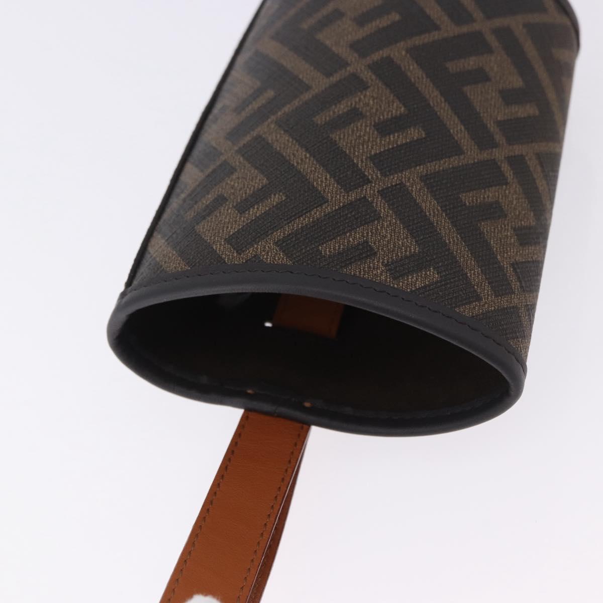 FENDI Zucca Canvas Drink Holder PVC Black Brown Auth 195995M