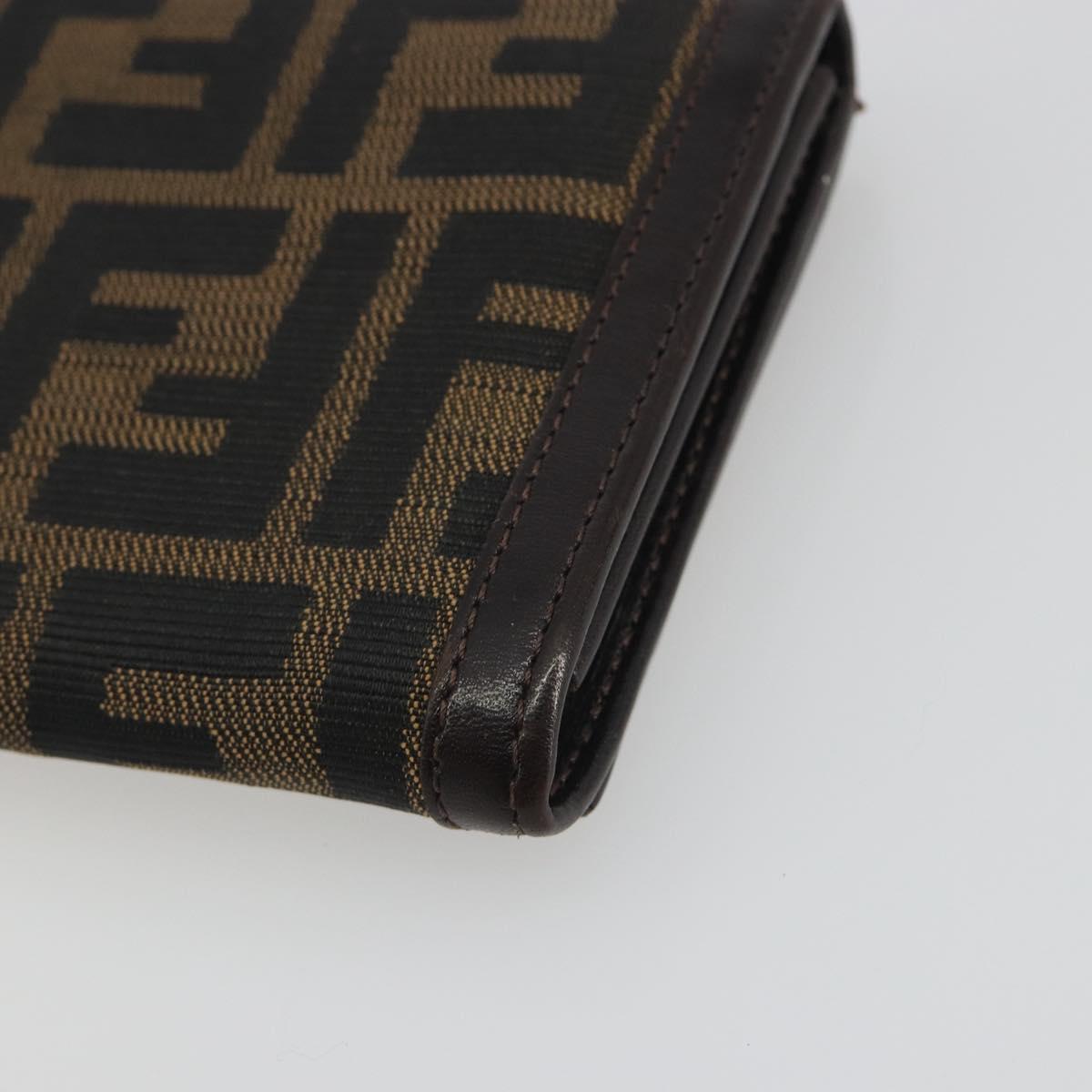 FENDI Zucca Canvas Long Wallet Black Brown Auth 195997V