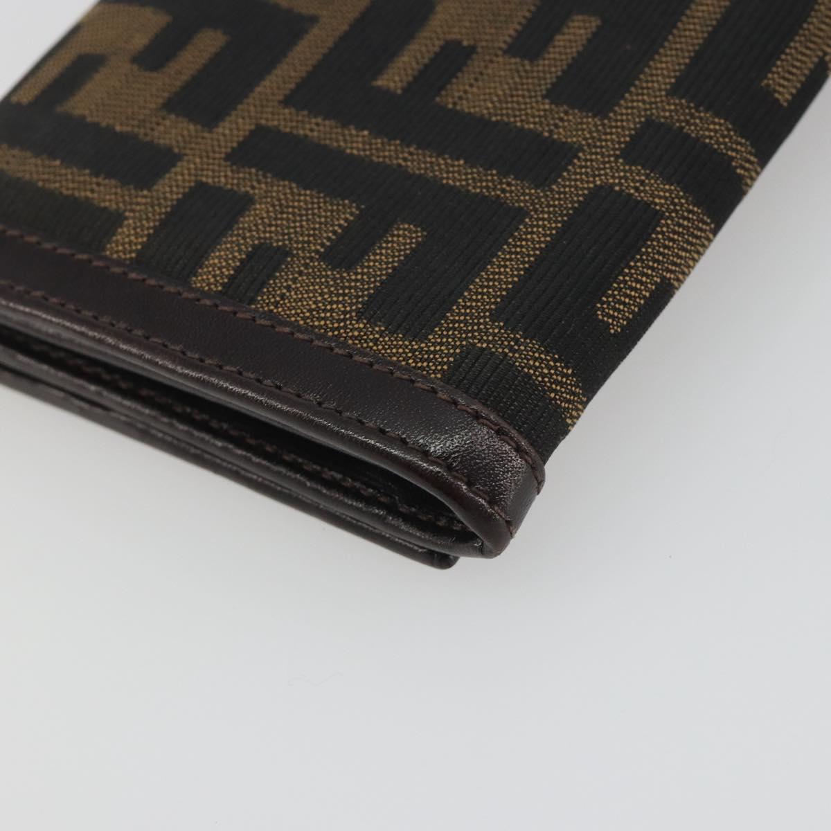 FENDI Zucca Canvas Long Wallet Black Brown Auth 195997V