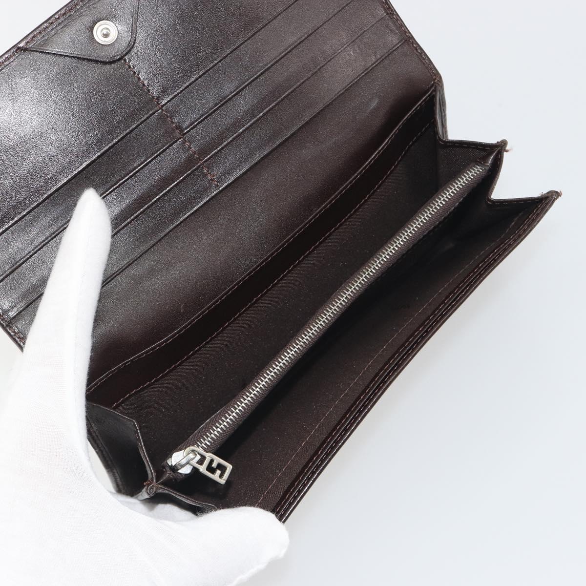 FENDI Zucca Canvas Long Wallet Black Brown Auth 195997V