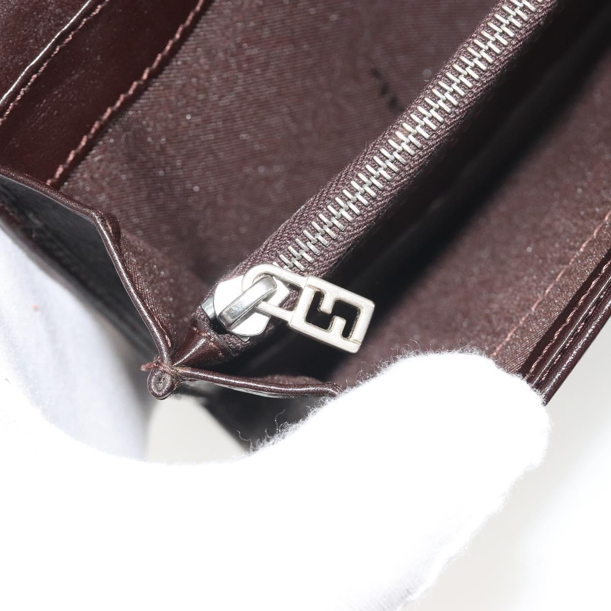 FENDI Zucca Canvas Long Wallet Black Brown Auth 195997V