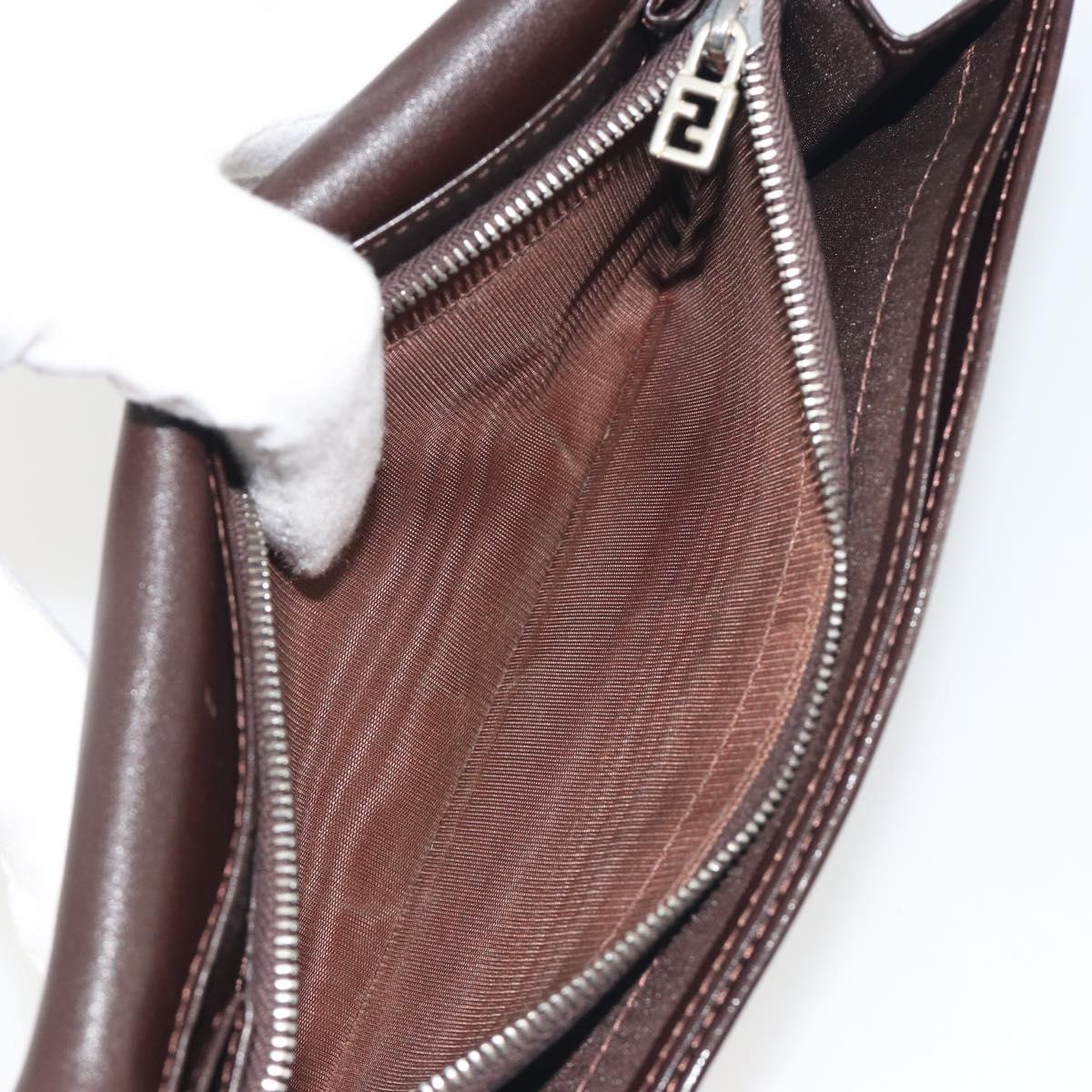 FENDI Zucca Canvas Long Wallet Black Brown Auth 195997V