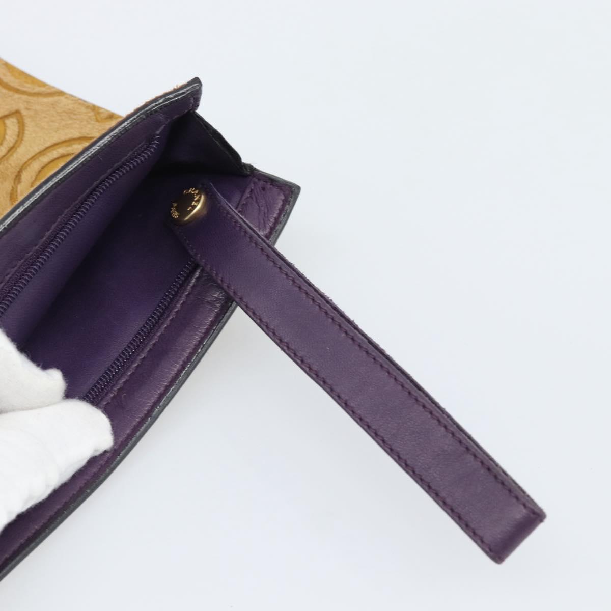 CHANEL Clutch Bag Harako leather Brown Gold CC Auth 195999A