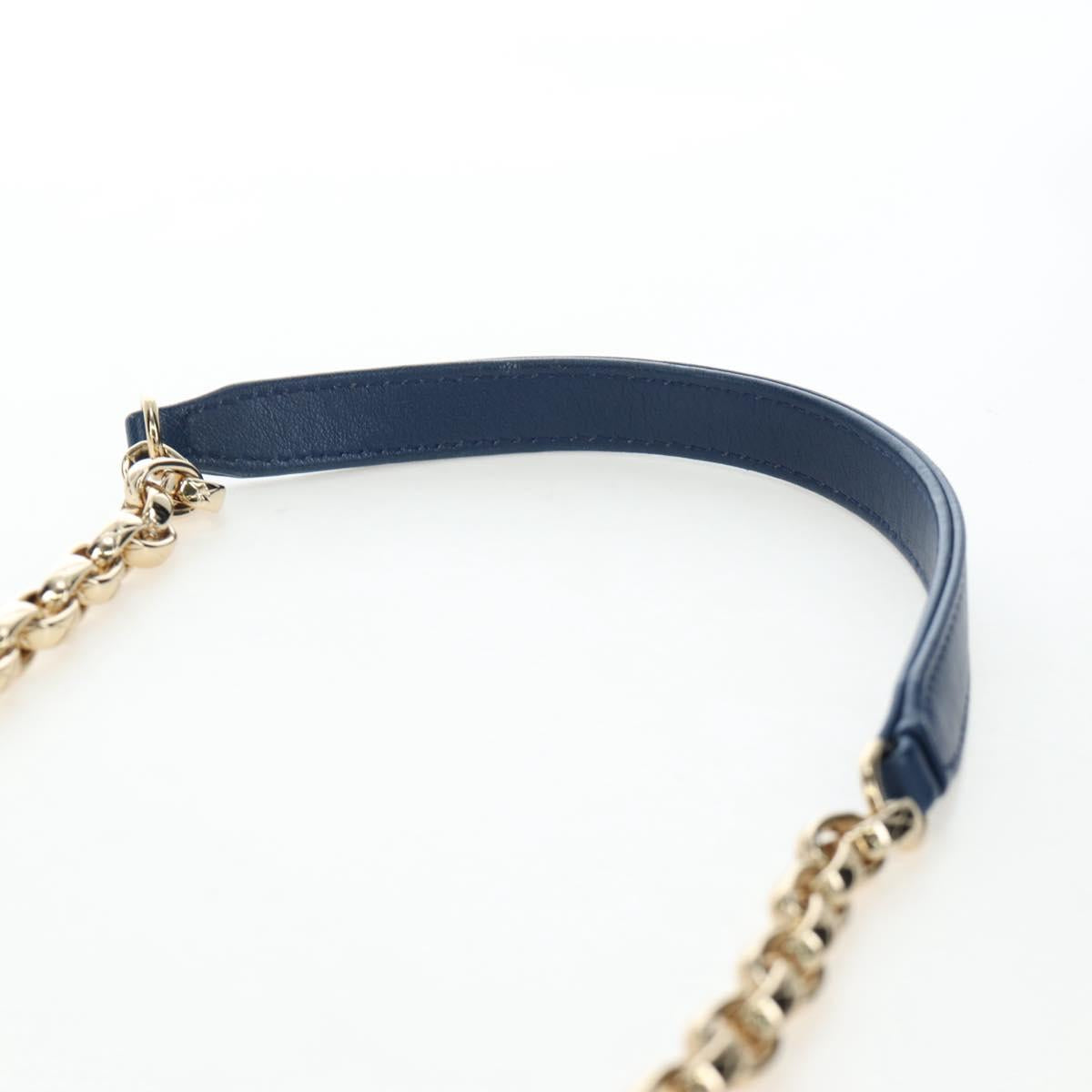 CHANEL Matelasse Chain Shoulder Bag Lamb Skin Blue Gold CC Auth 196001M