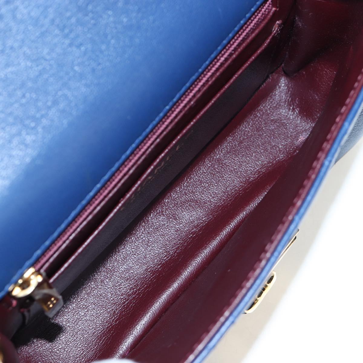 CHANEL Matelasse Chain Shoulder Bag Lamb Skin Blue Gold CC Auth 196001M