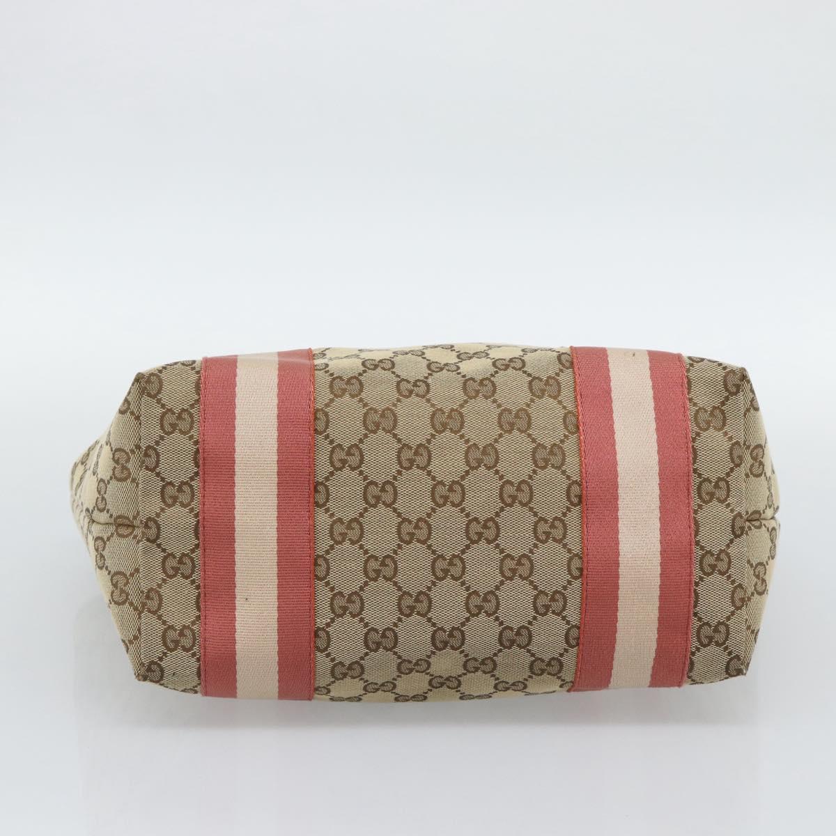 GUCCI GG Canvas Sherry Line Tote Bag Beige Gold 211971 Auth 196002