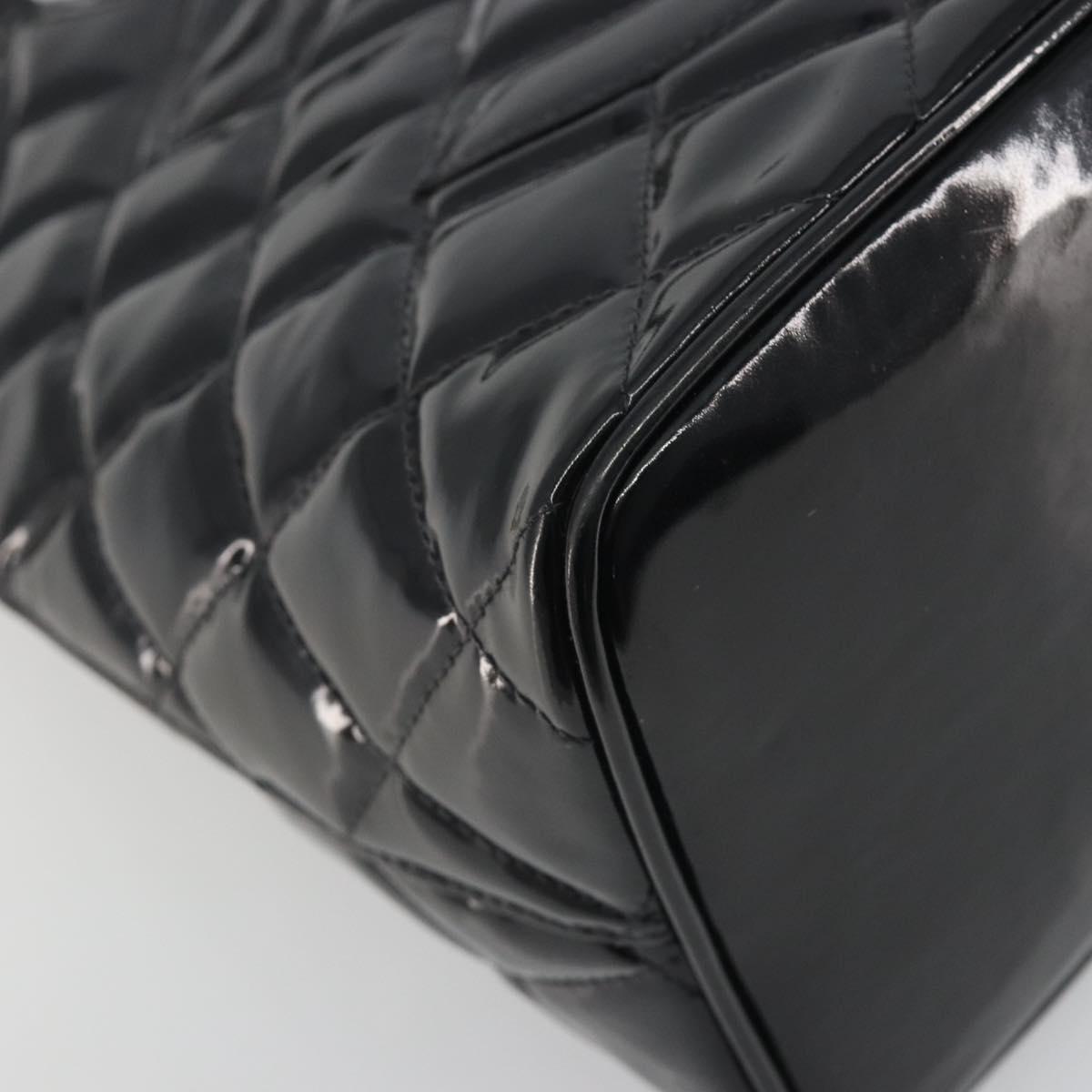 CHANEL Matelasse Reprint Tote Bag Patent leather Black Gold CC Auth 196006V