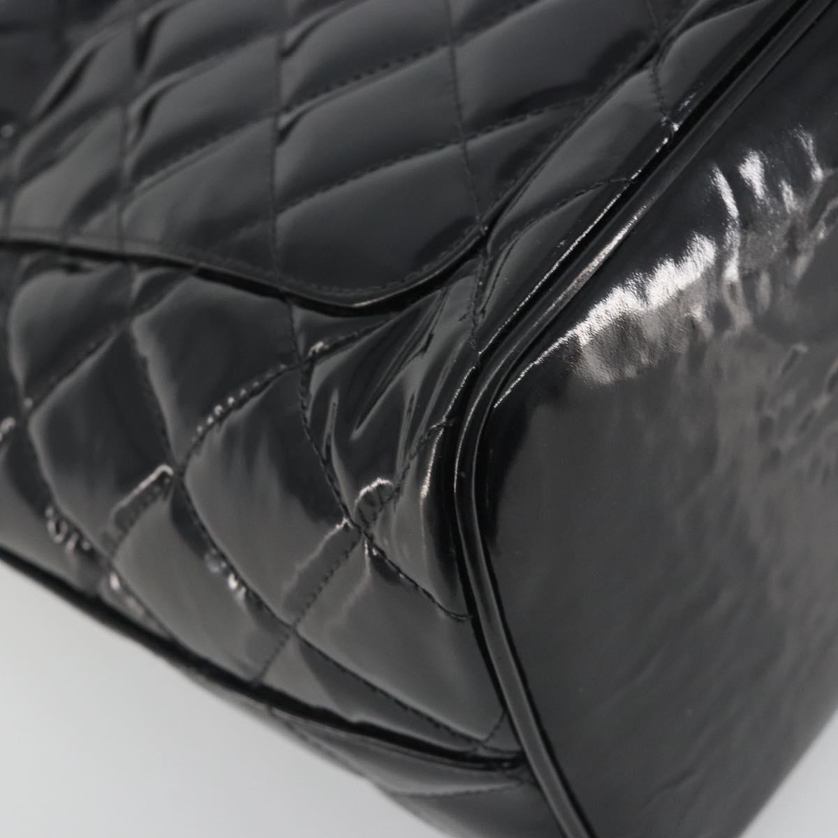 CHANEL Matelasse Reprint Tote Bag Patent leather Black Gold CC Auth 196006V