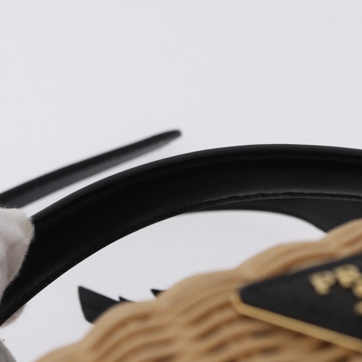 PRADA Hand Bag Rattan 2way Beige Gold Auth 196009SAM