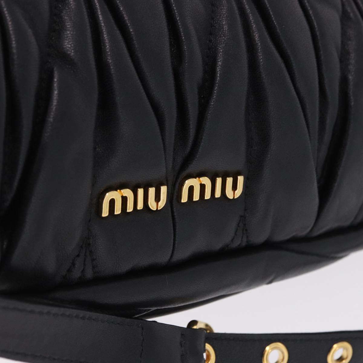 Miu Miu Matelasse Shoulder Bag Leather Black Gold Auth 196010M