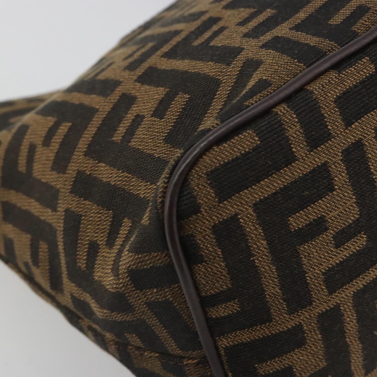 FENDI Zucca Canvas Mamma Baguette Shoulder Bag Brown Black Auth 196011V
