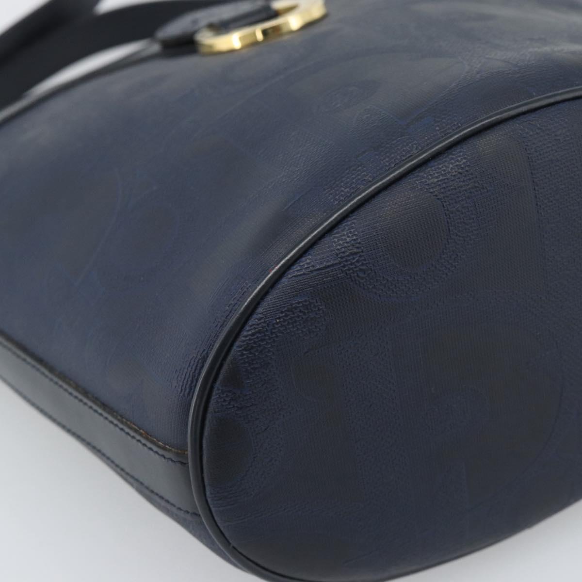 Christian Dior Trotter Canvas Shoulder Bag PVC Navy Gold Auth 196013A