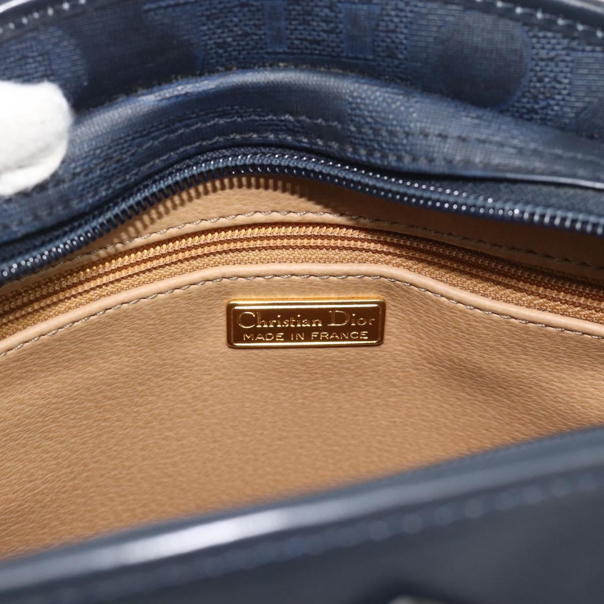 Christian Dior Trotter Canvas Shoulder Bag PVC Navy Gold Auth 196013A