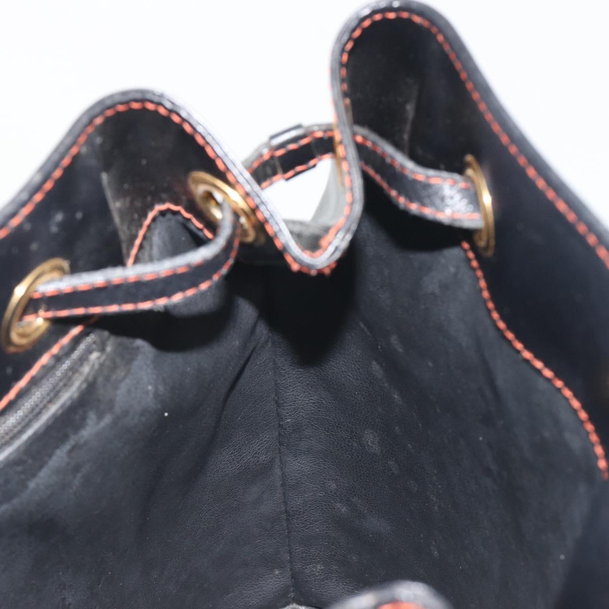 SAINT LAURENT Shoulder Bag Leather Black Gold Auth 196014A