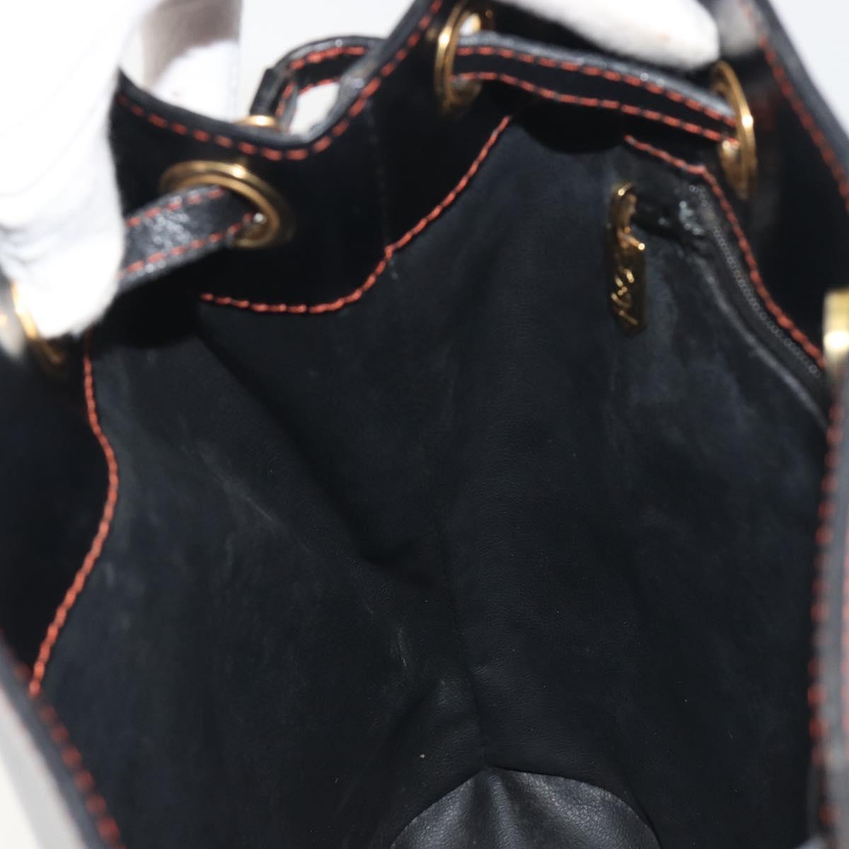 SAINT LAURENT Shoulder Bag Leather Black Gold Auth 196014A