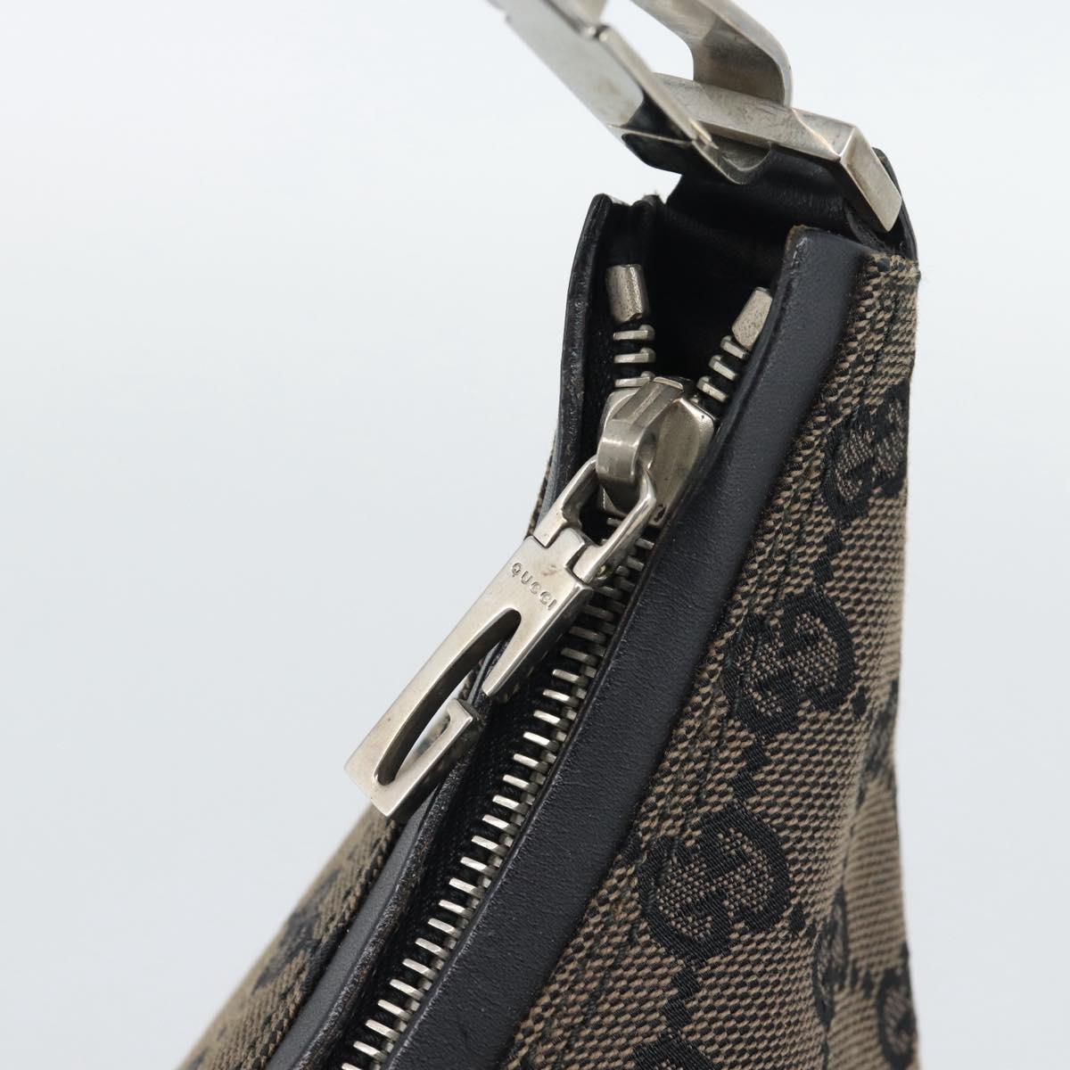 GUCCI GG Canvas Shoulder Bag Black Silver 000 0602 Auth 196015A