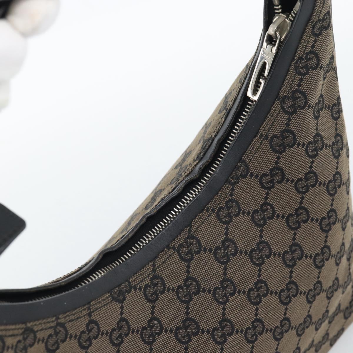 GUCCI GG Canvas Shoulder Bag Black Silver 000 0602 Auth 196015A