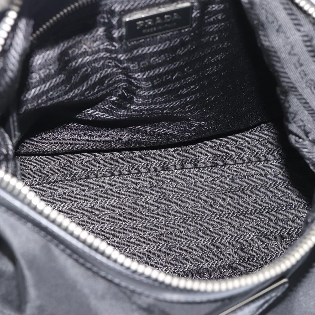 PRADA Shoulder Bag Nylon Black Silver Auth 196016A