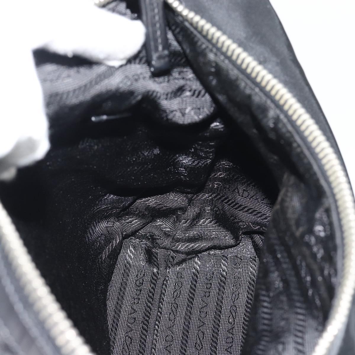 PRADA Shoulder Bag Nylon Black Silver Auth 196016A