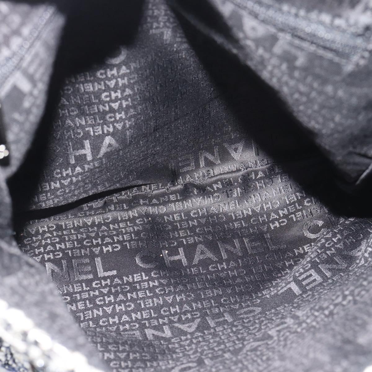 CHANEL Chain Camelia Shoulder Bag tweed Black Silver CC Auth 196017M