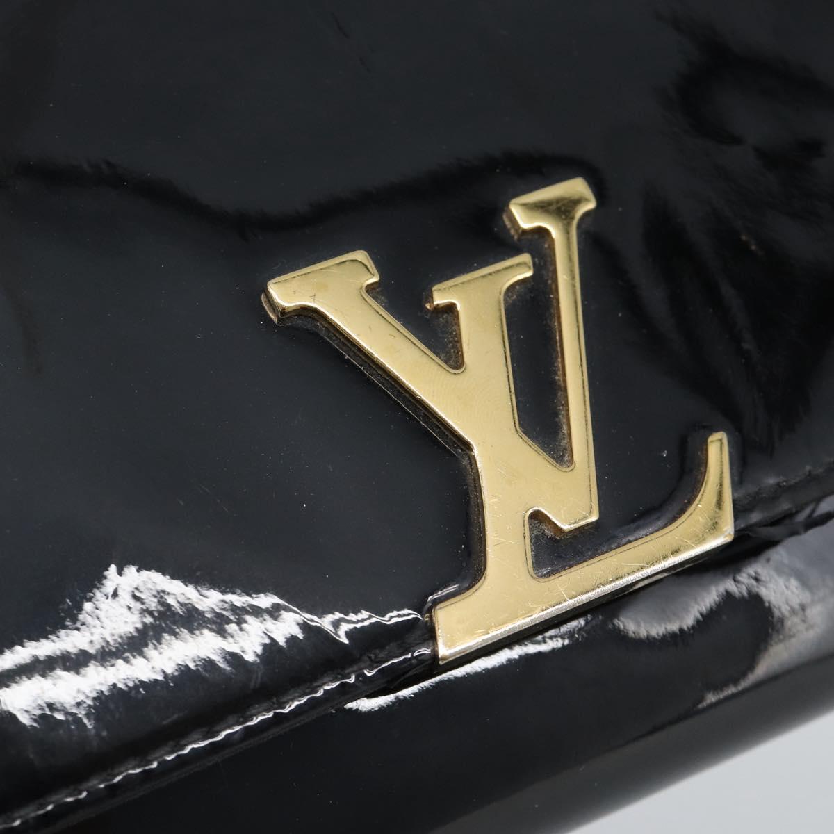 LOUIS VUITTON Pochette Louise EW Bag Patent leather Black M51634 LV Auth 196020