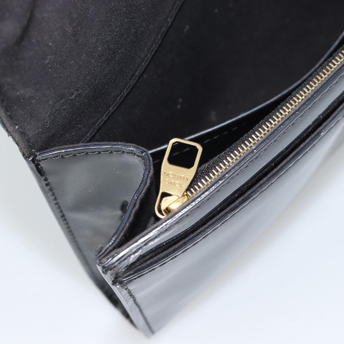 LOUIS VUITTON Pochette Louise EW Bag Patent leather Black M51634 LV Auth 196020