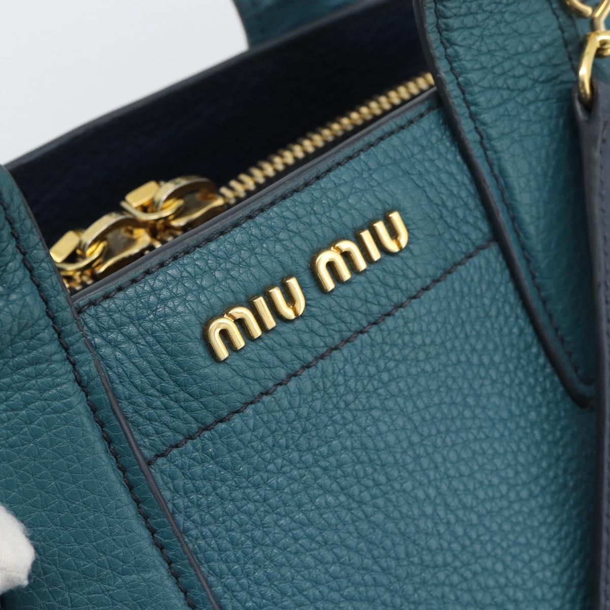 Miu Miu Hand Bag Leather 2way Green Gold Auth 196021A