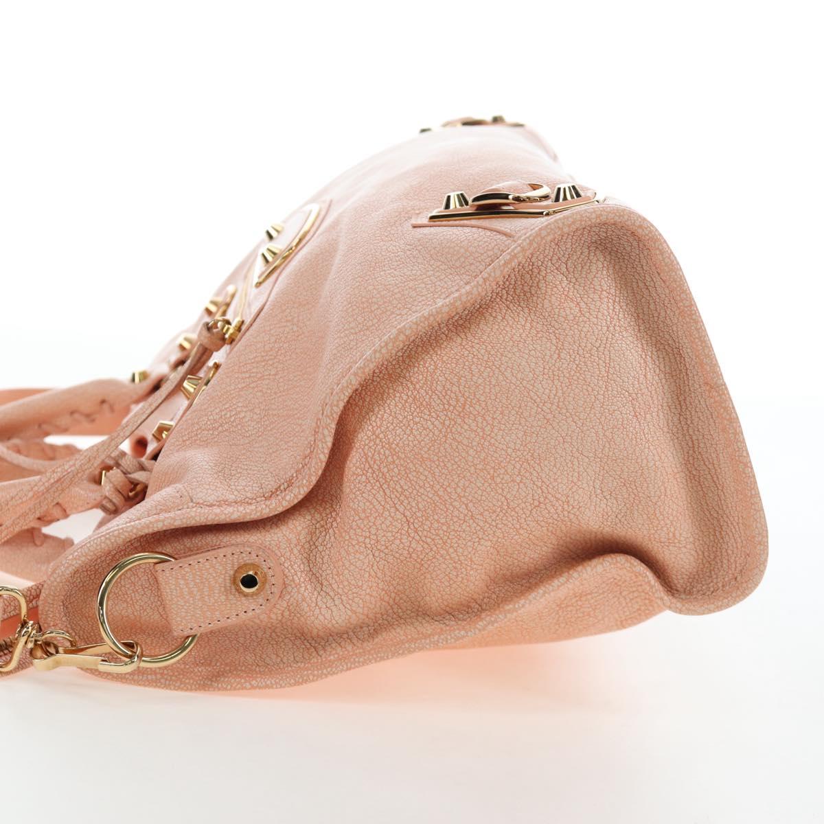 BALENCIAGA Metallic Edge City Bag Leather 2way Pink Gold 390154 Auth 196022M