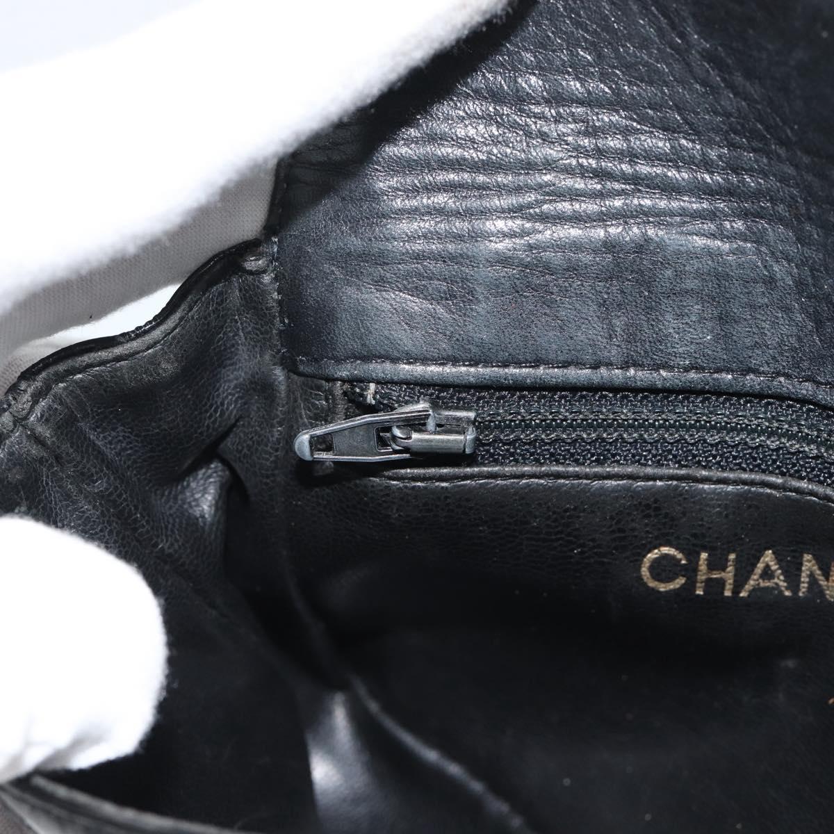CHANEL Bicolore Waist bag Patent leather Black Gold CC Auth 196023
