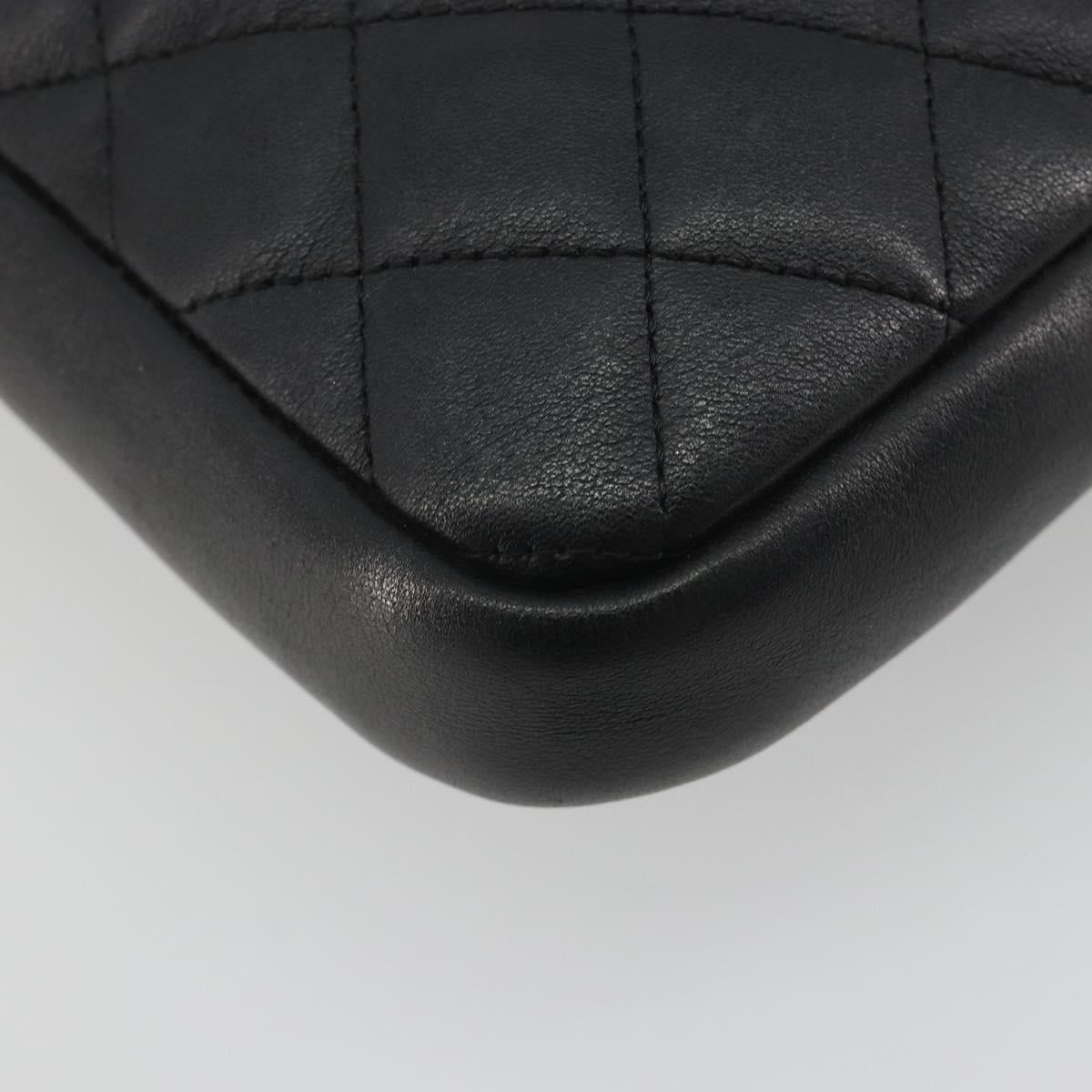 CHANEL Cambon Line Matelasse Shoulder Bag Leather Black Silver CC Auth 196024A