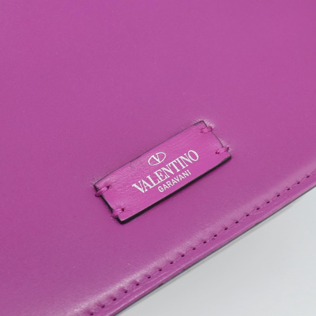 VALENTINO Shoulder Bag Leather 2way Purple Silver Auth 196036A