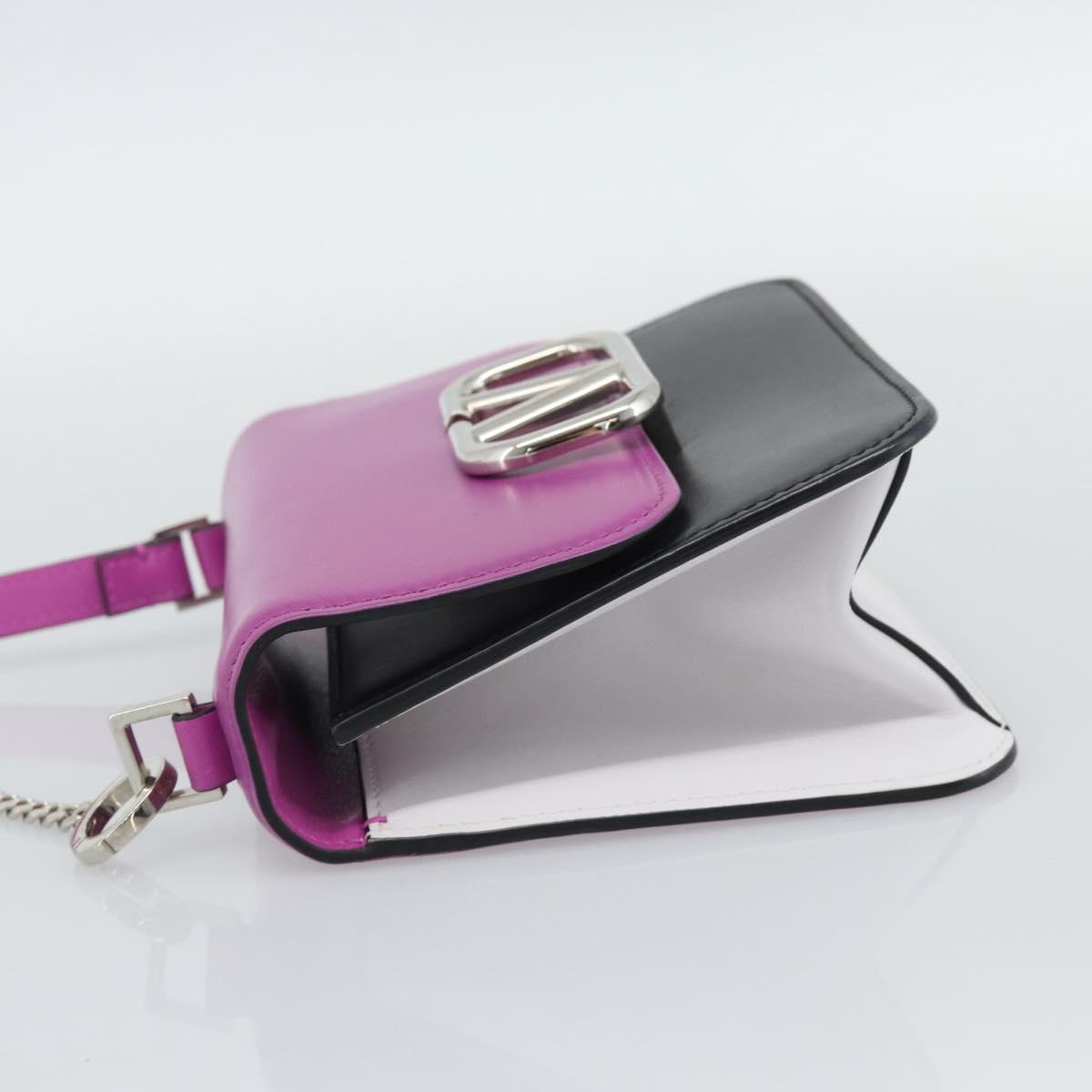VALENTINO Shoulder Bag Leather 2way Purple Silver Auth 196036A