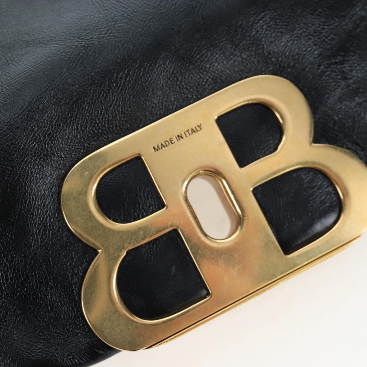 BALENCIAGA Monaco Sling Bag Leather Black Gold 787896 Auth 196040M
