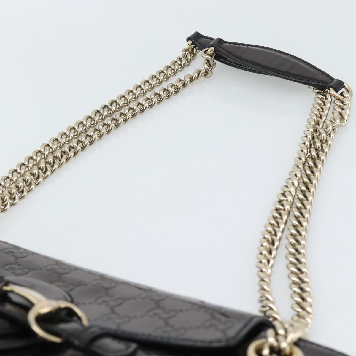 GUCCI GG Canvas Guccissima Horsebit Chain Patent leather 295403 Auth 196047A