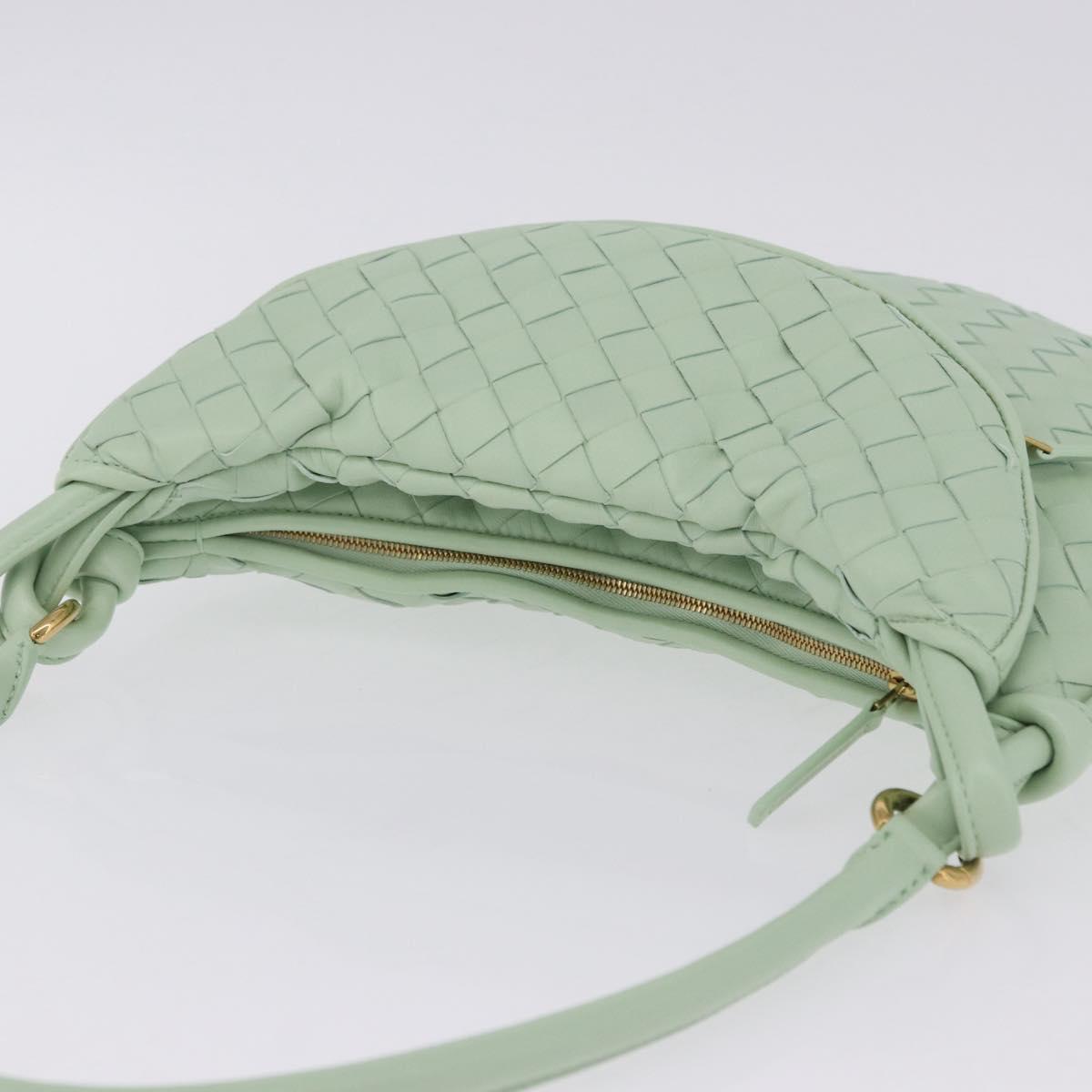 BOTTEGA VENETA INTRECCIATO Shoulder Bag Leather Green Gold Auth 196049SV
