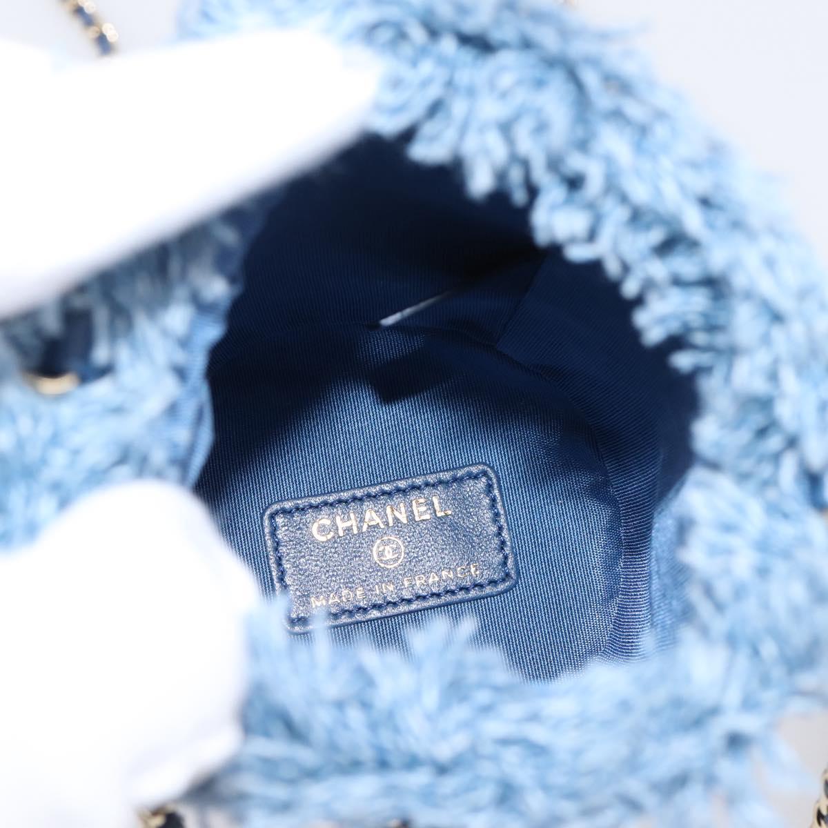 CHANEL Matelasse Chain Shoulder Pouch Denim Blue Gold CC Auth 196050SAM