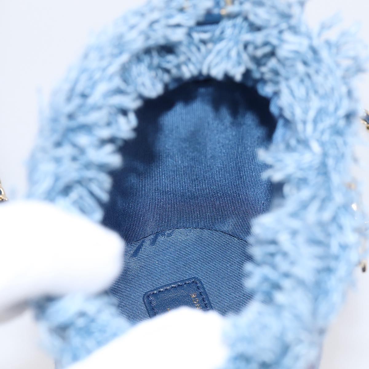 CHANEL Matelasse Chain Shoulder Pouch Denim Blue Gold CC Auth 196050SAM
